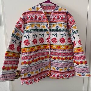 Lisa Says Gah Phoebe Jacket Snow Fair Isle Quilted XL 2X